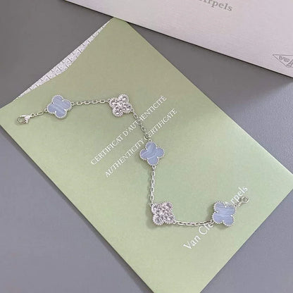 [Polaidi Jewelry] CLOVER 5 MOTIF PURPLE CHALCEDONY BRACELET COLLECTION