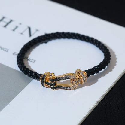 [Polaidi Jewelry]FORCE LARGE HORSESHOE BLACK WHITE DIAMOND BRACELET ROSE GOLD