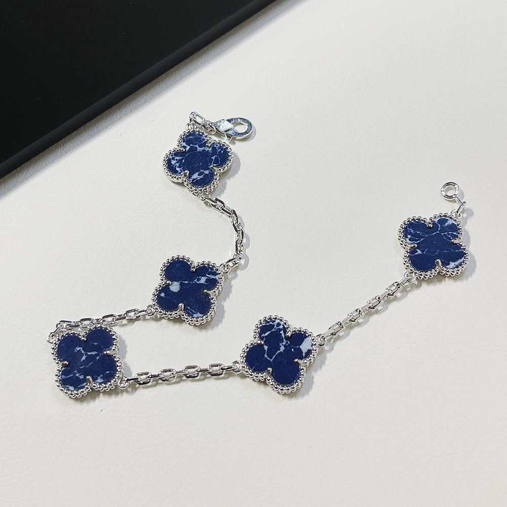 [：Polaidi Jewelry]クローバー 5モチーフ ピーターサイト シルバー ブレスレット