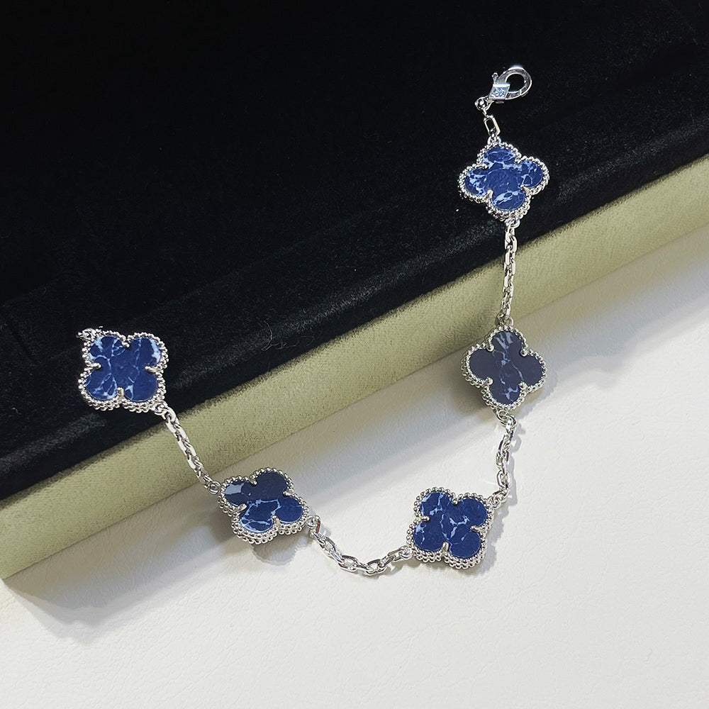 [：Polaidi Jewelry]クローバー 5モチーフ ピーターサイト シルバー ブレスレット