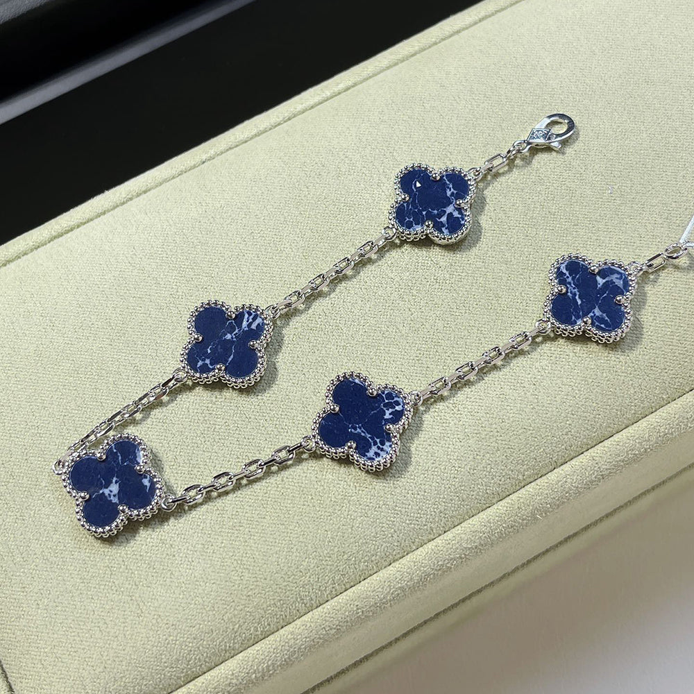 [：Polaidi Jewelry]クローバー 5モチーフ ピーターサイト シルバー ブレスレット