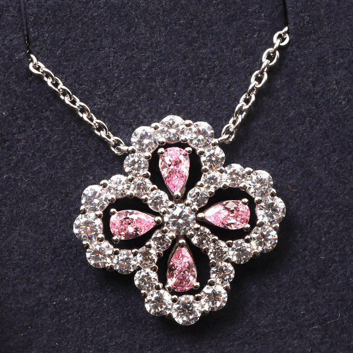 [：Polaidi Jewelry]ループネックレス フルモチーフダイヤモンド 16MM マルチカラー