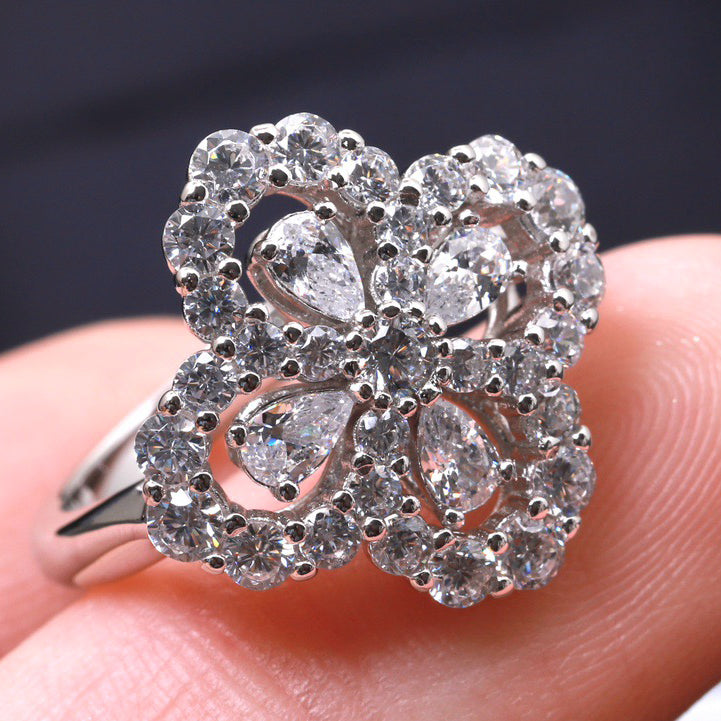[：Polaidi Jewelry]ループリング フルモチーフ ダイヤモンド 16mm シルバー