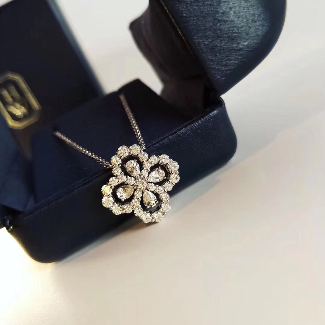 [：Polaidi Jewelry]ループネックレス フルモチーフダイヤモンド 16MM マルチカラー