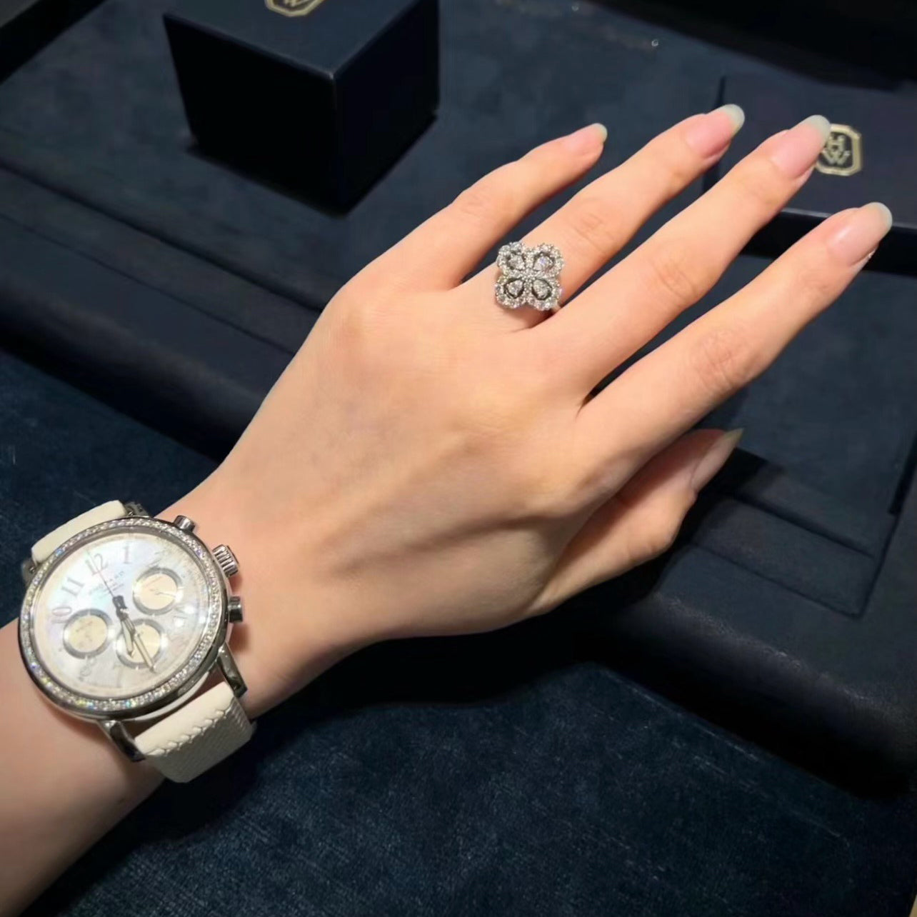 [：Polaidi Jewelry]ループリング フルモチーフ ダイヤモンド 16mm シルバー
