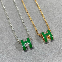 [Perlaura Jewelry ]POP H GREEN NECKLACE SILVER AND GOLD
