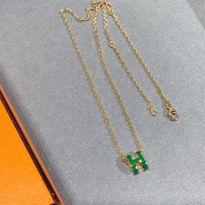 [：Polaidi Jewelry]POP H GREEN NECKLACE SILVER AND GOLD