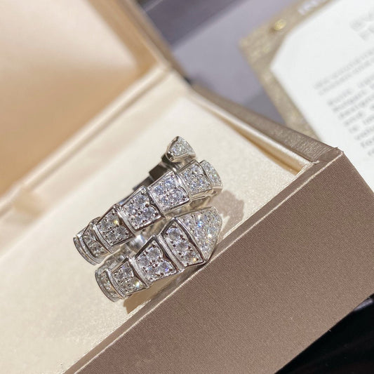 [：Polaidi]SERPENTI DOUBLE RING SILVER DIAMOND PAVED