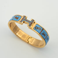 [Perlaura Jewelry ]H PINK GOLD BRACELET BLUE CERAMIC