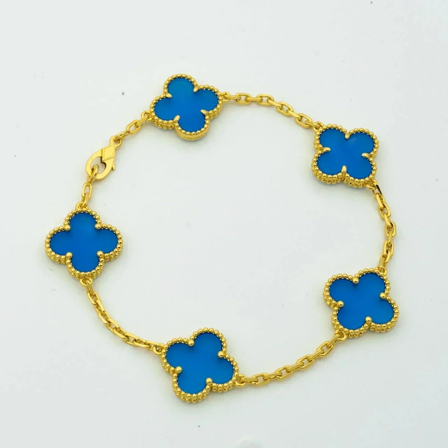 [：Polaidi Jewelry]クローバー 5モチーフ ブルーアゲート ブレスレット