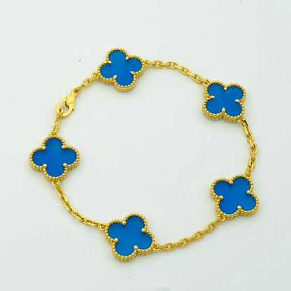 [：Polaidi Jewelry]クローバー 5モチーフ ブルーアゲート ブレスレット