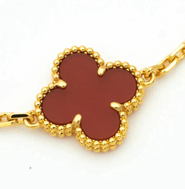 [Polaidi Jewelry] CLOVER 5 MOTIF RED CORNELIAN BRACELET COLLECTION