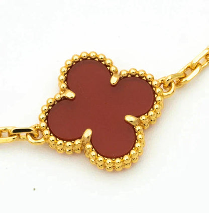 [Polaidi Jewelry] CLOVER 5 MOTIF RED CORNELIAN BRACELET COLLECTION