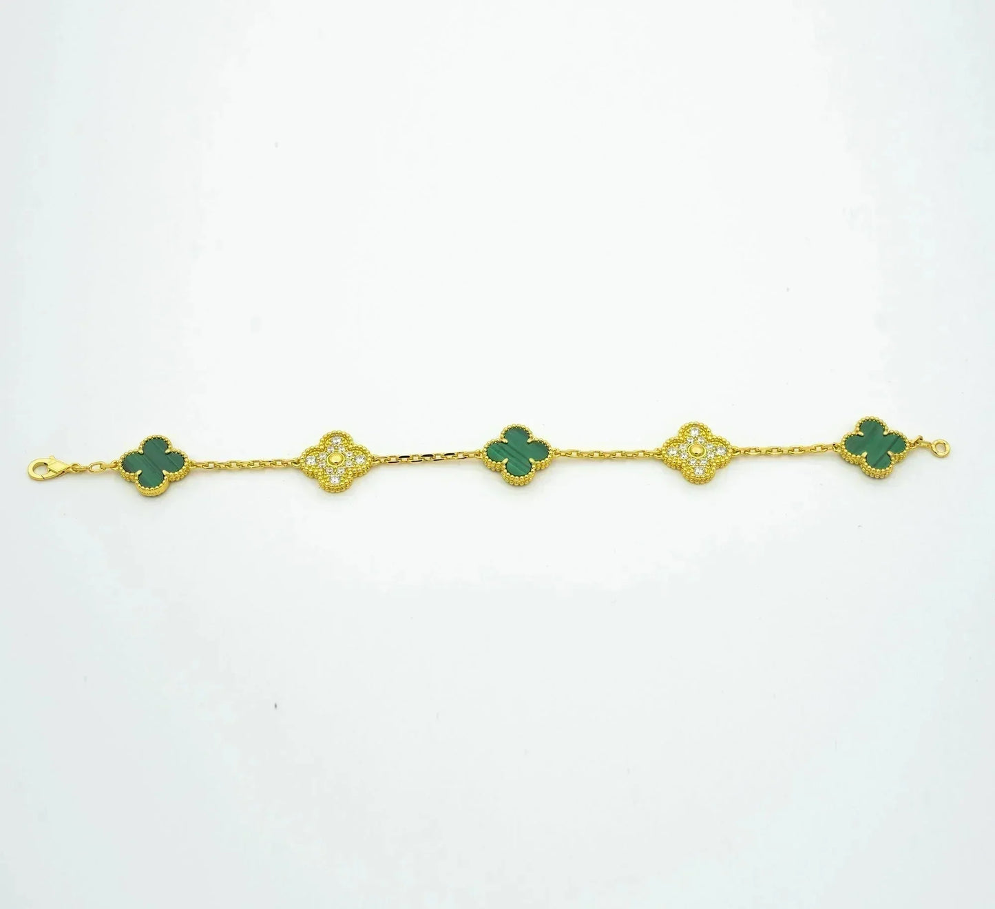 [：Polaidi Jewelry]CLOVER  5 MOTIF MALACHITE DIAMOND BRACELET