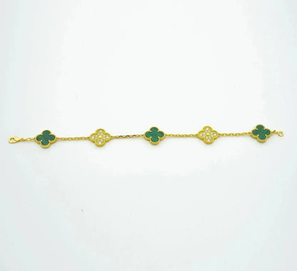 [：Polaidi Jewelry]CLOVER  5 MOTIF MALACHITE DIAMOND BRACELET