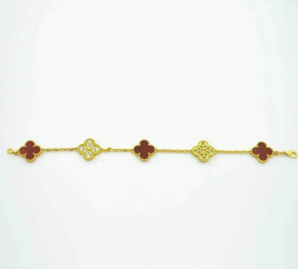 [Polaidi Jewelry] CLOVER 5 MOTIF RED CORNELIAN BRACELET COLLECTION