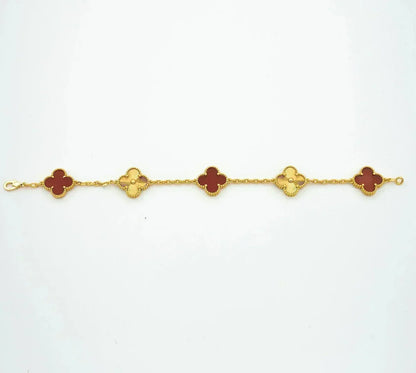 [Polaidi Jewelry] CLOVER 5 MOTIF RED CORNELIAN BRACELET COLLECTION