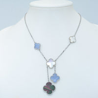 [Perlaura Jewelry ]CLOVER MOP CHALCEDONY NECKLACE SILVER 6 MOTIF
