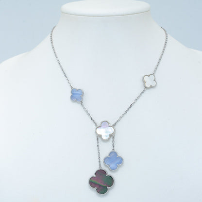 [：Polaidi Jewelry]クローバー MOP カルセドニー ネックレス シルバー 6モチーフ