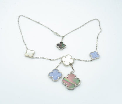[Polaidi Jewelry]CLOVER MOP CHALCEDONY NECKLACE SILVER 6 MOTIF