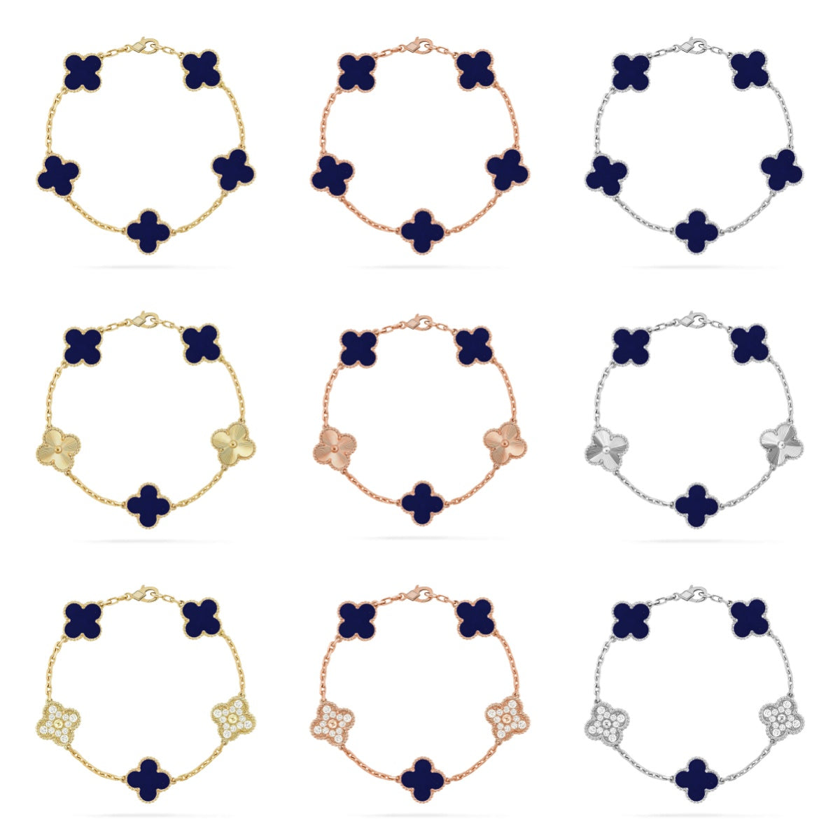 [Polaidi Jewelry]クローバー 5モチーフ ラピスラズリ ブレスレットコレクション