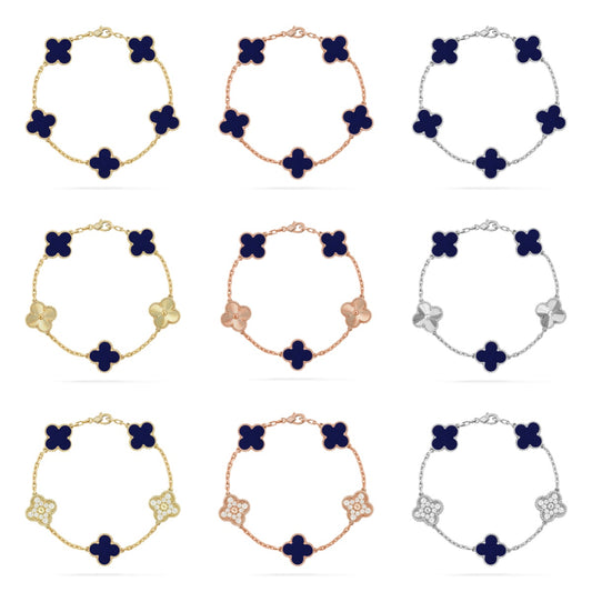 [Polaidi Jewelry]クローバー 5モチーフ ラピスラズリ ブレスレットコレクション