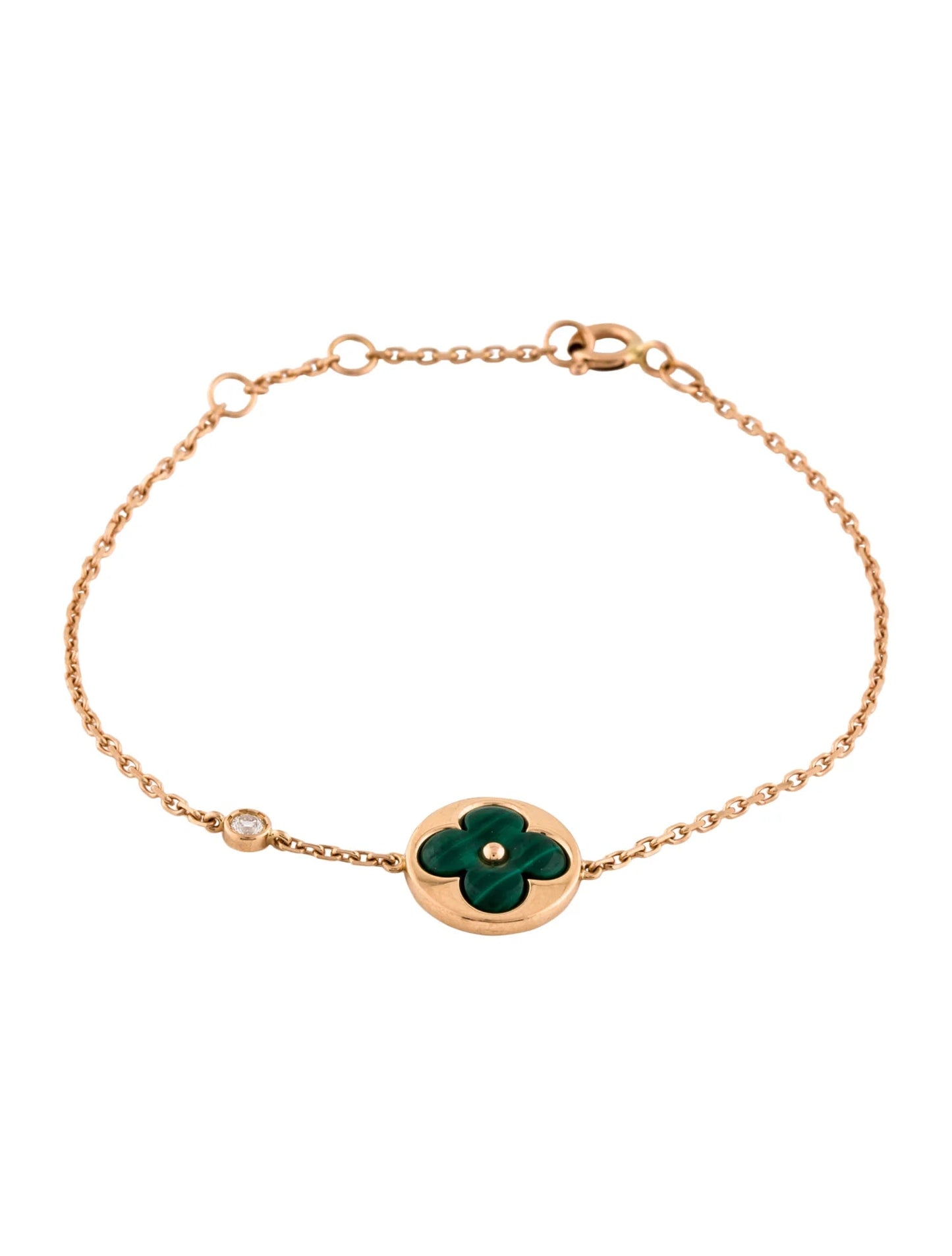 [Polaidi Jewelry]SUN MALACHITE 1 DIAMOND PINK GOLD BRACELET
