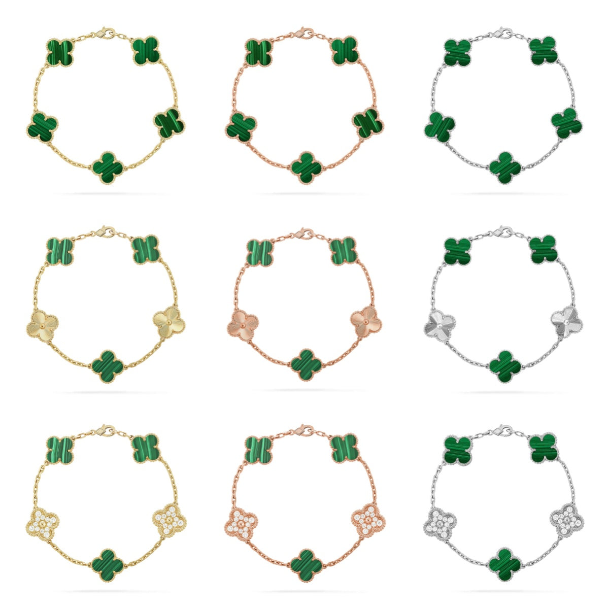 [Polaidi Jewelry] CLOVER 5 MOTIF マラカイトブレスレットコレクション