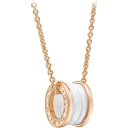 [：Polaidi]ZERO 1 WHITE CERAMIC PINK GOLD DIAMOND NECKLACE