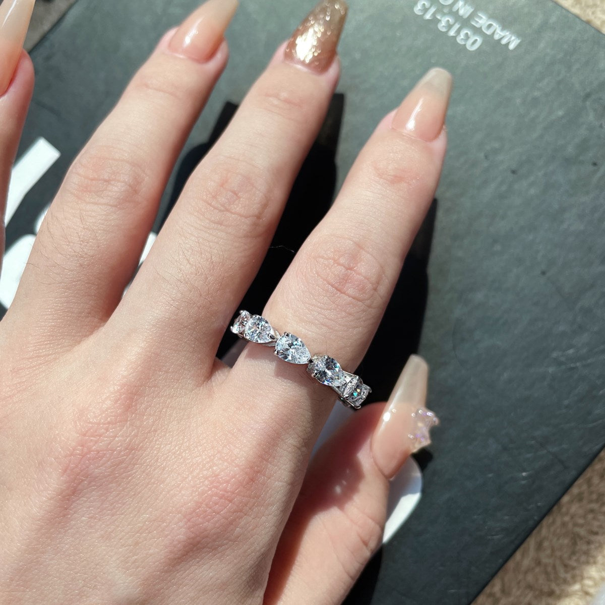 [Polaidi Jewelry]Exquisite Pear Cut Tennis Ring