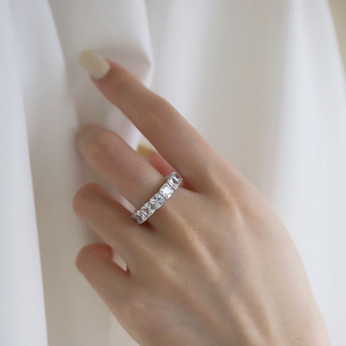 [Polaidi Jewelry]Elegant Princess Cut Tennis Ring