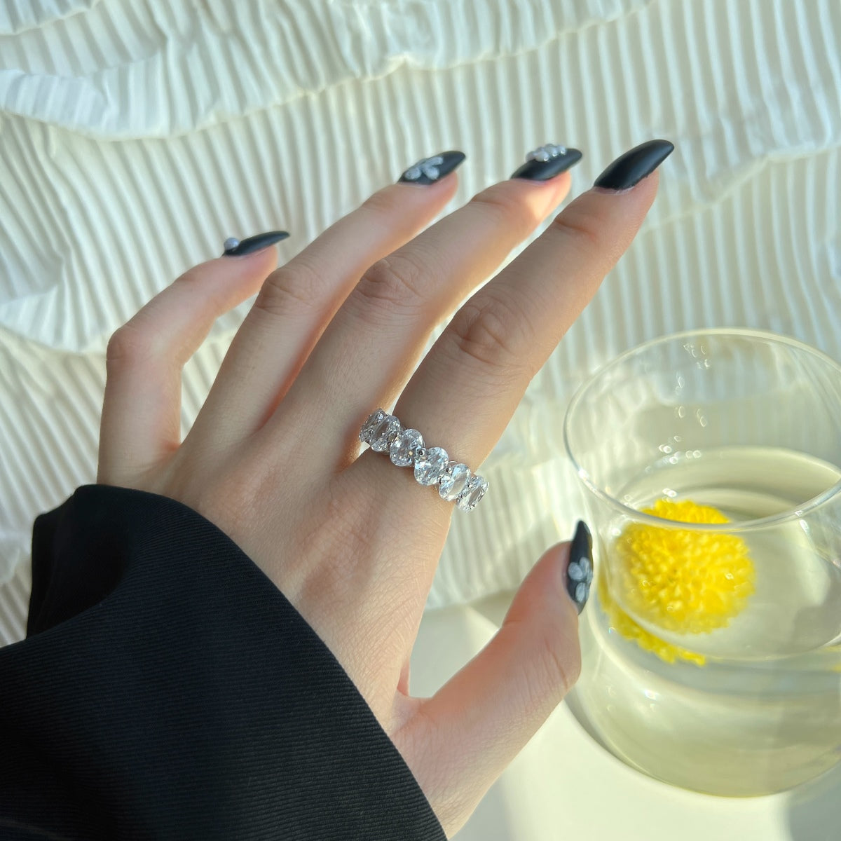 [Polaidi Jewelry]Dainty Elongated Cushion Cut Tennis Ring