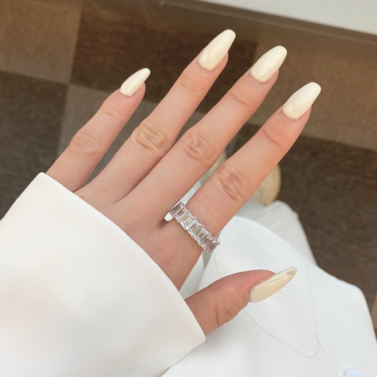 [Polaidi Jewelry]0.75 Carat Elegant Emerald Cut Tennis Ring