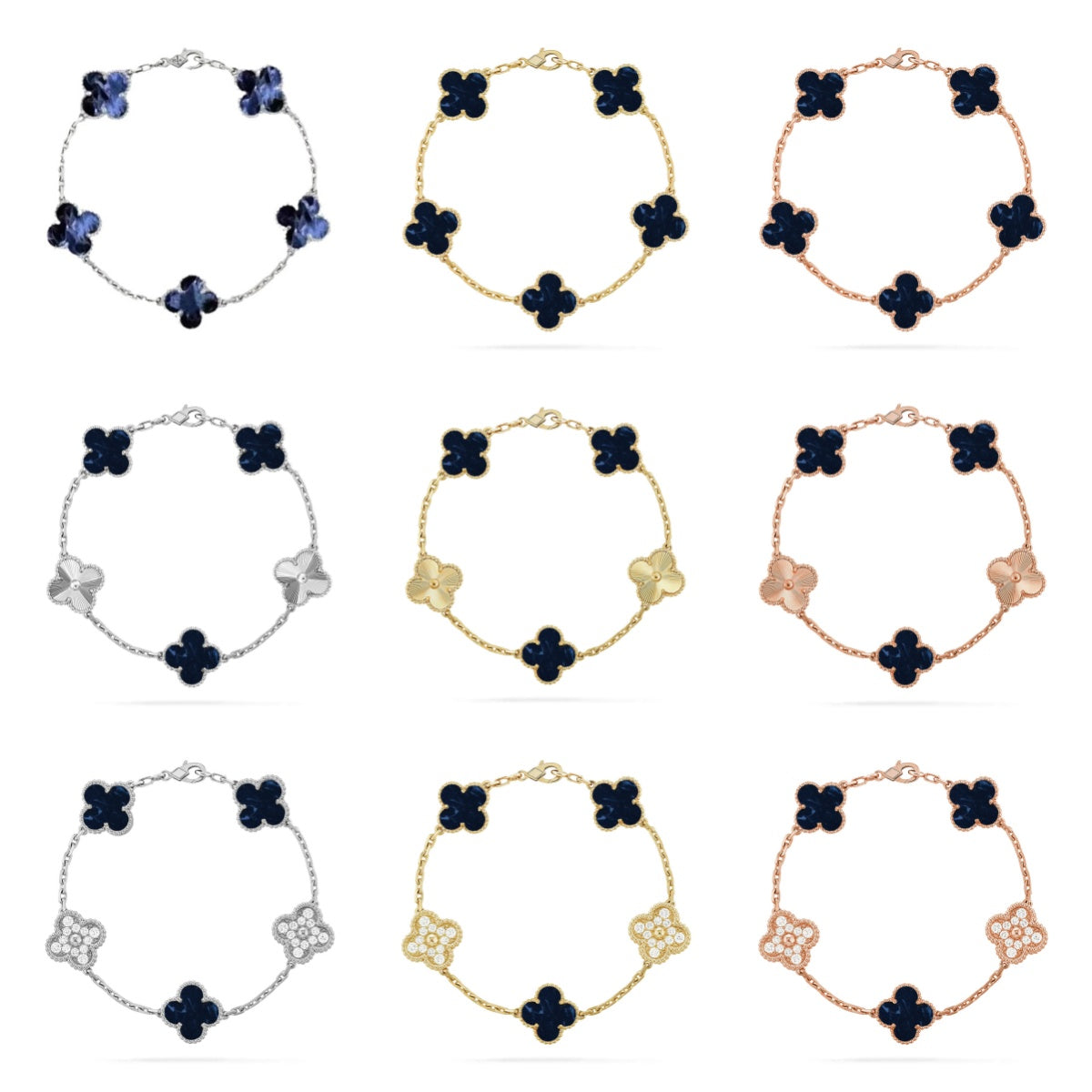 [Polaidi Jewelry]クローバー 5モチーフ ピーターサイトブレスレット コレクション