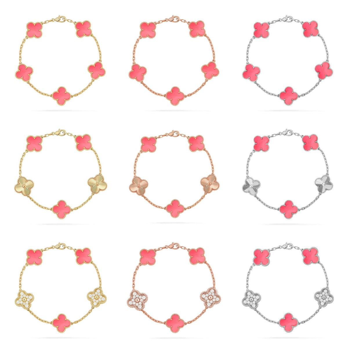 [Polaidi Jewelry] CLOVER 5 MOTIFS ピンクMOPブレスレットコレクション
