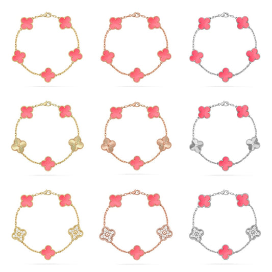 [Polaidi Jewelry] CLOVER 5 MOTIFS ピンクMOPブレスレットコレクション