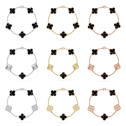 [Polaidi Jewelry] クローバー5モチーフ パープルストライプ ブレスレットコレクション