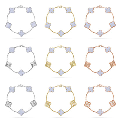 [Polaidi Jewelry] クローバー5モチーフ パープルカルセドニーブレスレットコレクション
