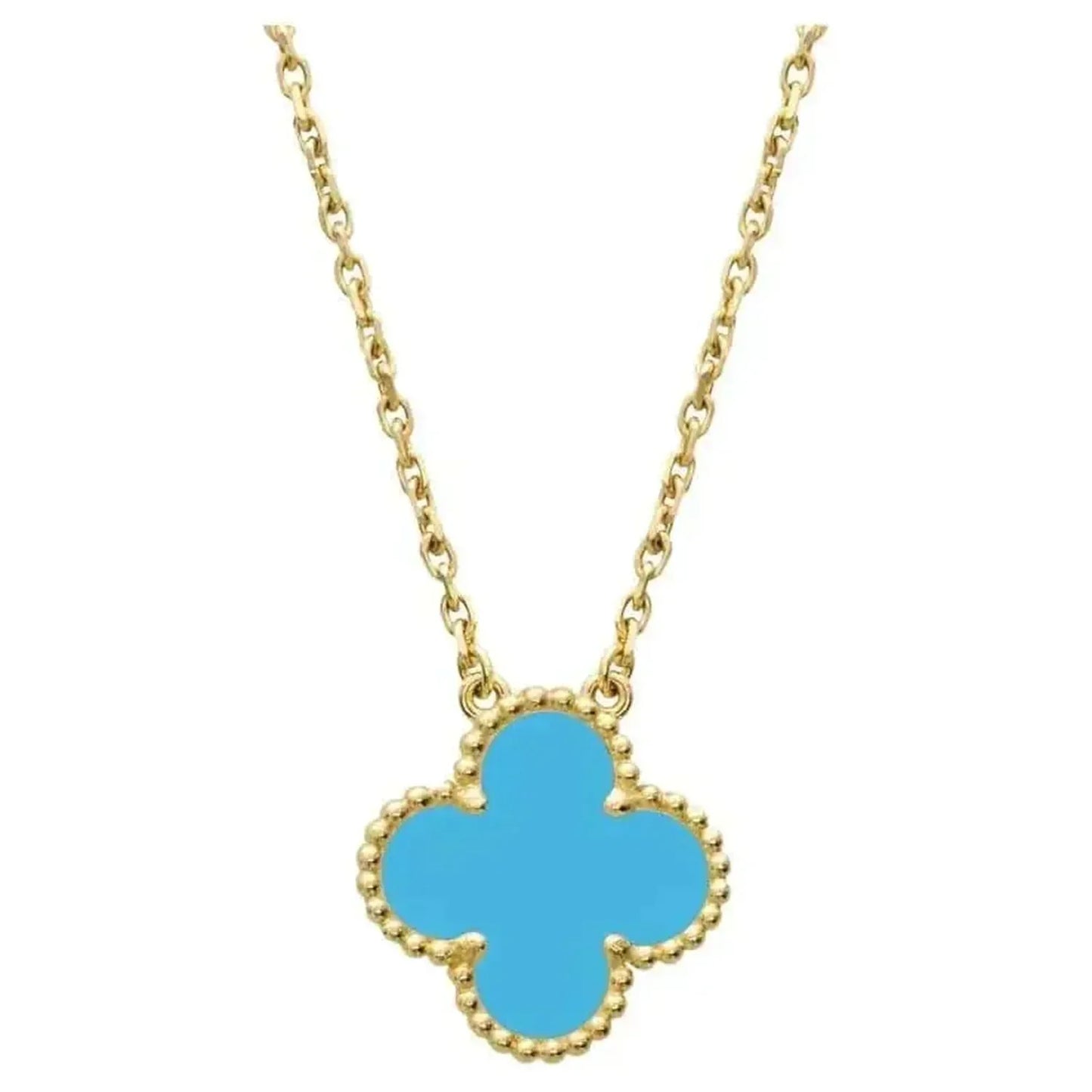 [：Polaidi Jewelry]クローバー 15mm ヴィンテージ ターコイズ ネックレス