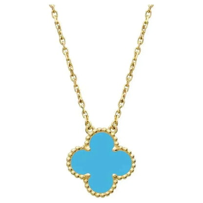 [：Polaidi Jewelry]クローバー 15mm ヴィンテージ ターコイズ ネックレス