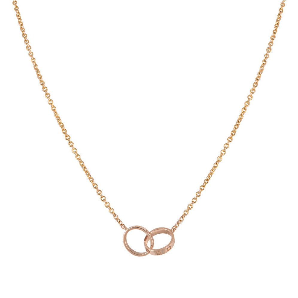 [：Polaidi Jewelry]LOVEネックレスダブルリングピンクゴールド