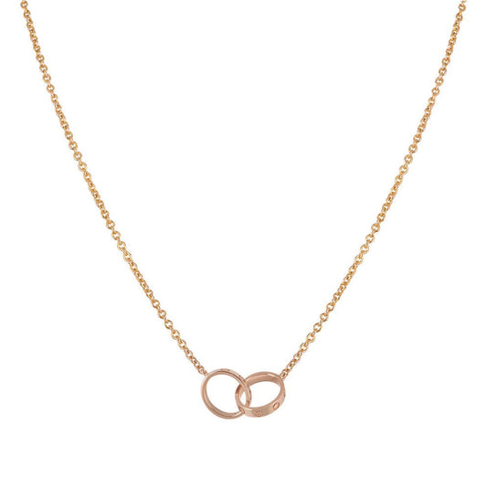 [：Polaidi Jewelry]LOVE NECKLACE DOUBLE RING PINK GOLD