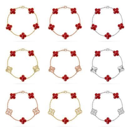[Polaidi Jewelry] クローバー5モチーフ 赤パターンブレスレットコレクション