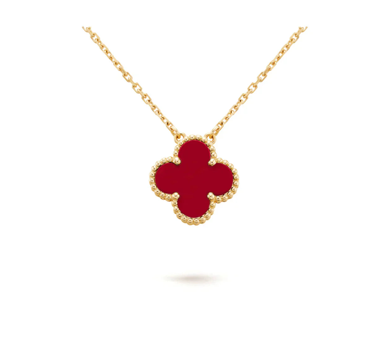 [:Polaidi Jewelry]クローバー 15MM カーネリアン シングル フラワー ネックレス