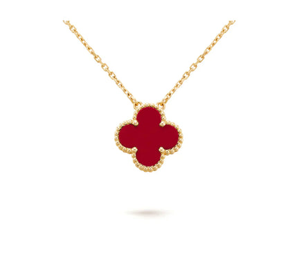 [:Polaidi Jewelry]クローバー 15MM カーネリアン シングル フラワー ネックレス