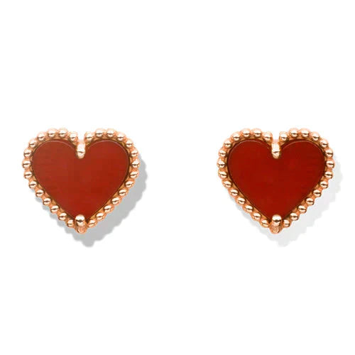 [Polaidi Jewelry]HEART CARNELIAN STUD EARRINGS
