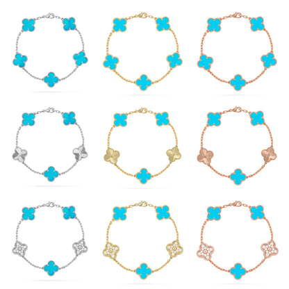 [Polaidi Jewelry] クローバー5モチーフ ターコイズブレスレットコレクション