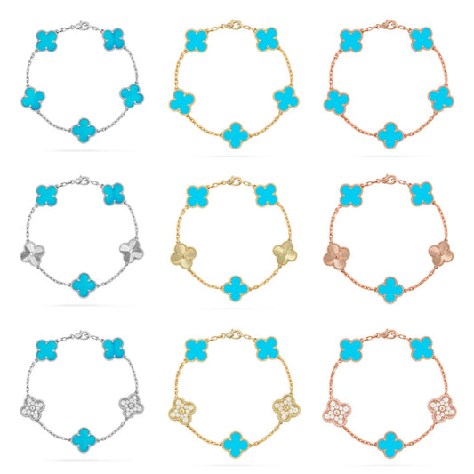 [Polaidi Jewelry] クローバー5モチーフ ターコイズブレスレットコレクション