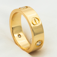[Perlaura Jewelry ]LOVE RING 5.5MM 3 DIAMONDS PINK GOLD