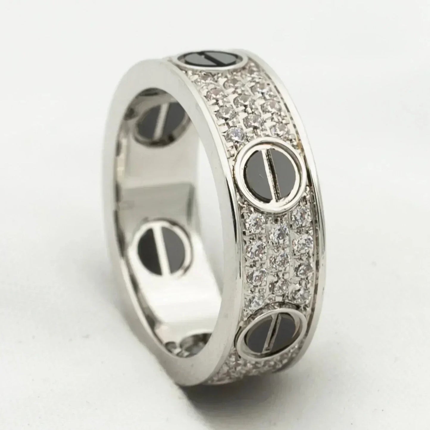 [Polaidi Jewelry]LOVE RING 5.5MM DIAMONDS PAVED CERAMIC